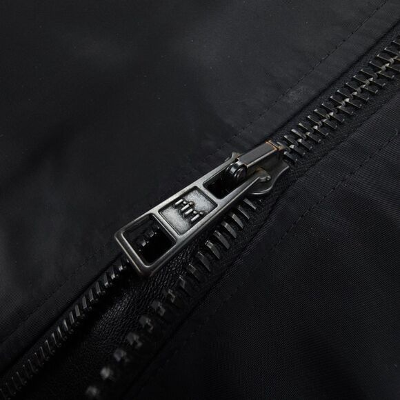 OVADIA & SONS Leather Trim Satin Bomber Jacket Black Minimal Athleisure Aviator - Picture 10 of 14